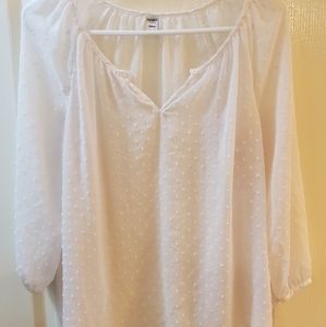 Old Navy Cream Sheer Top with Dot Detail